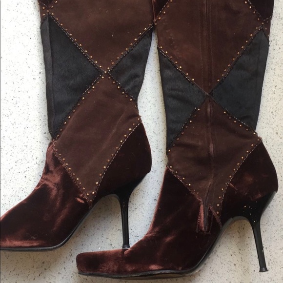 Sergio Rossi velvet/ poni hair boots 7,5 - Picture 1 of 2
